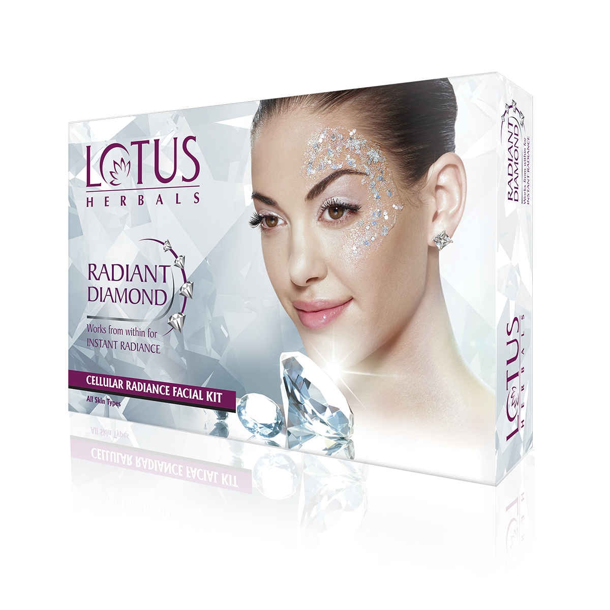 Lotus Herbals Radiant Diamond Cellular Radiance 1 Facial Kit | With Diamon Dust & Cinnamon | For All Skin Types | 37g