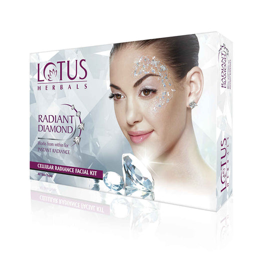 Lotus Herbals Radiant Diamond Cellular Radiance 1 Facial Kit | With Diamon Dust & Cinnamon | For All Skin Types | 37g