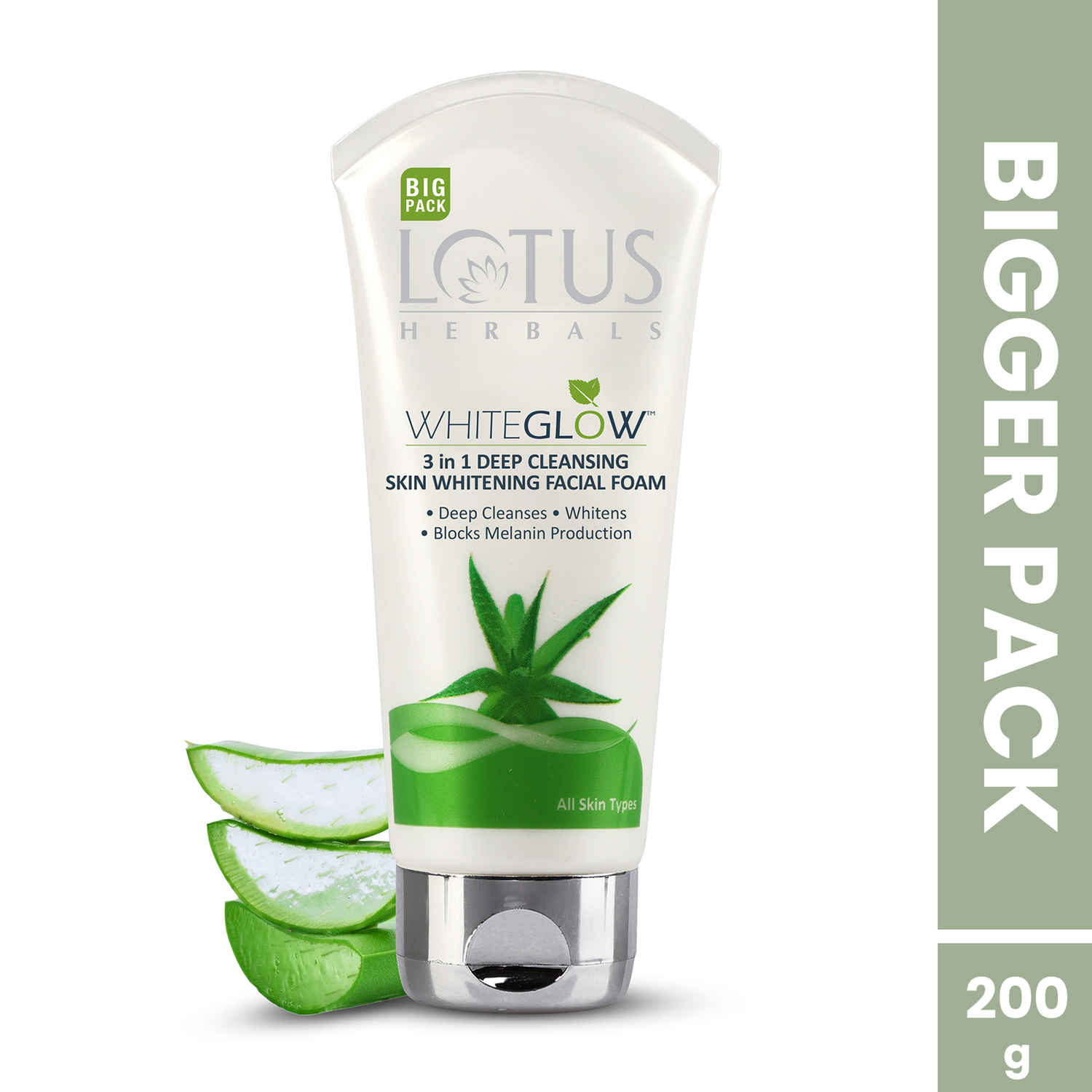 Lotus Herbals WhiteGlow 3 in 1 Deep Cleansing Facial Foam | Deep Cleansing Formula | Acne-Control | Non-Drying | Fades Dark Spots | with Alpha Arbutin & Saxifraga Extracts | Suits All Skin Types | Women & Men | 200 ml