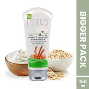Lotus Herbals WhiteGlow Skin Brightening Oatmeal & Yogurt Scrub | Gentle Exfoliator | Removes Tan and Blackheads | Face Scrub for Women & Men | 150 gm