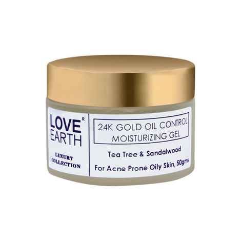 Love Earth 24K Gold Oil Control Moisturizing Gel With Aloe Vera & Sandalwood Extract For Sensitive & Acne-Prone Skin Suitable For All Skin Types 50 gm
