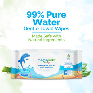 Mamaearth Baby 99% Pure Water Gentle Towel Wipes - 72 pcs Crafted With 99% Pure Water | Made Safe Approved