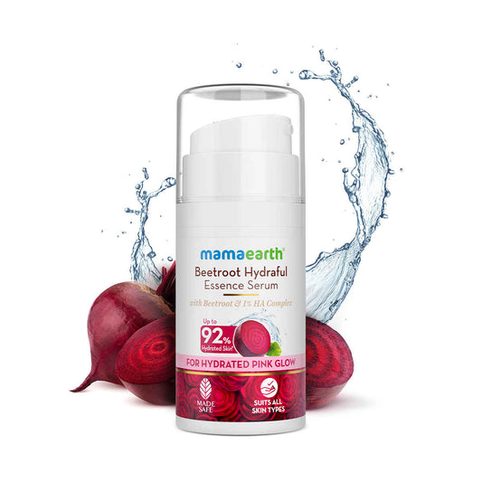 Mamaearth Beetroot Hydraful Essence Serum - 15 ml For Hydrated Pink Glow with Beetroot & 1% Hyaluronic Acid Complex Face Serum | Upto 92% Instant Hydration | For Daily Smooth & Plumping Skin