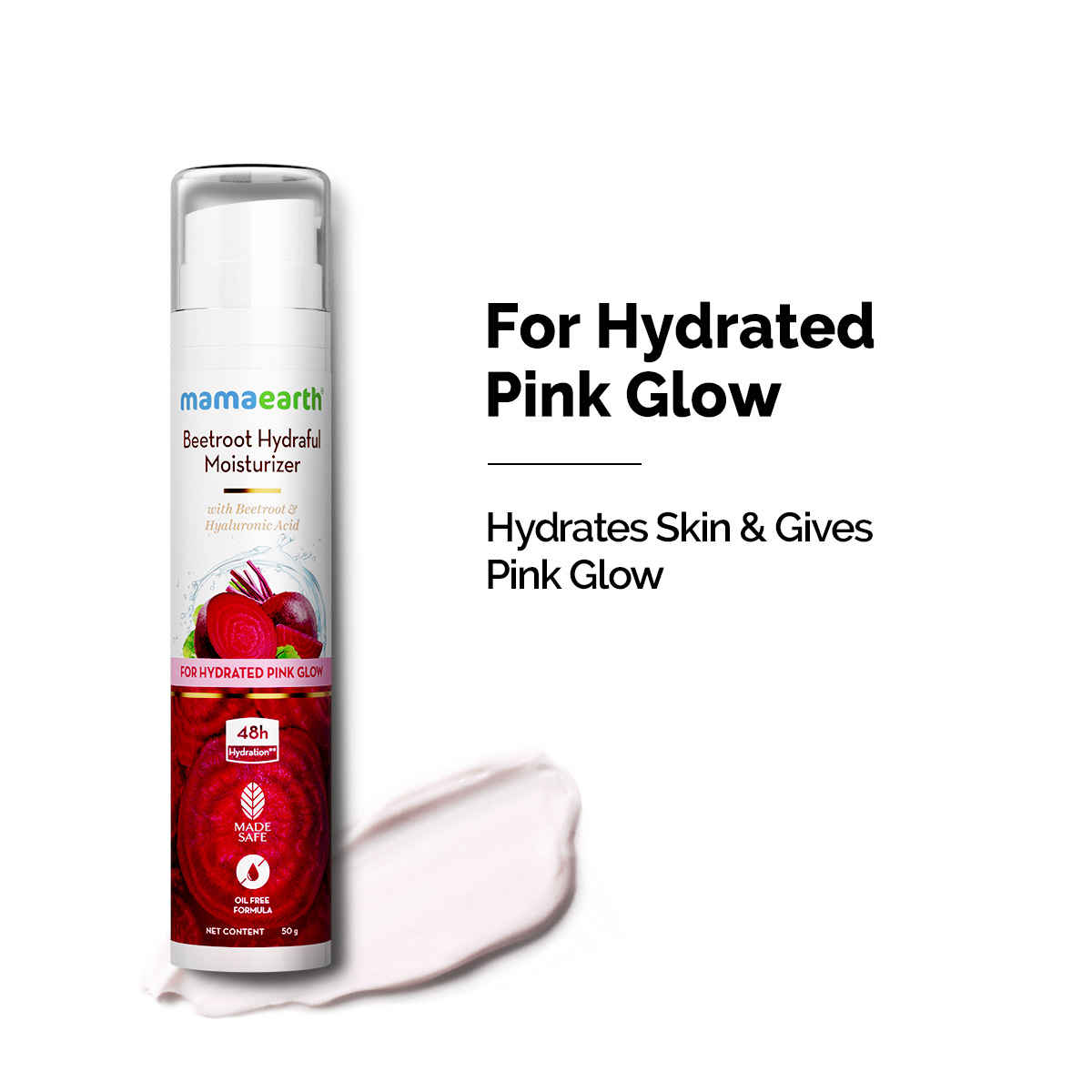 Mamaearth Beetroot Hydraful Moisturizer With Beetroot & Hyaluronic Acid For Hydrated Pink Glow - 50 ml