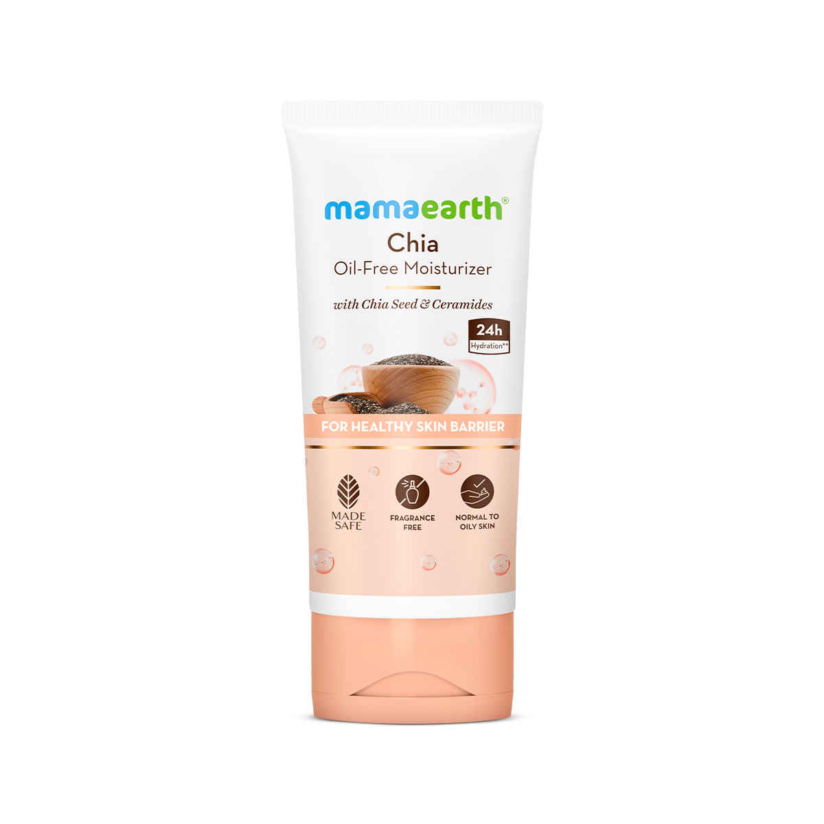 Mamaearth Chia Oil-Free Moisturizer with Chia Seed & Ceramides for Healthy Skin Barrier 80 gm | Normal to Oily Skin |hydrated glow| 24 Hrs Long-Lasting Hydration | Co-Created with Dermats | Oil-Free Formula | Fragrance Free