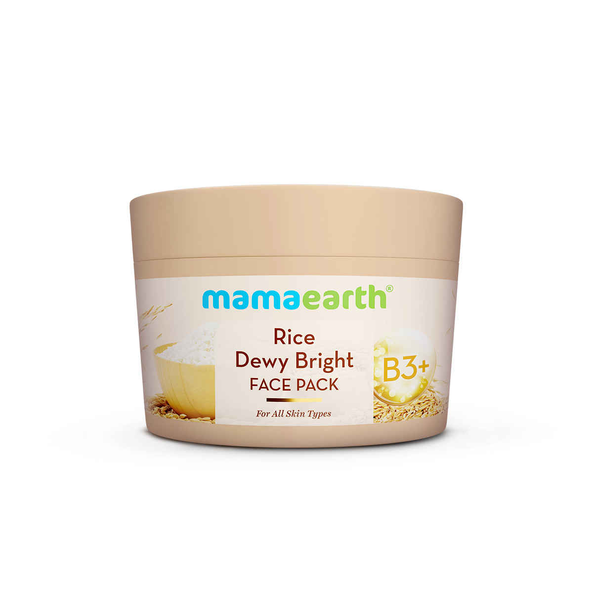 Mamaearth Rice Dewy Bright Face Pack with Rice Water & Niacinamide For Glass Skin 200 gm | DIY-like Texture | Gives Glass-Like Glow |Instant Brightness | Gel Cream Face Mask |Free From Harmful Chemicals