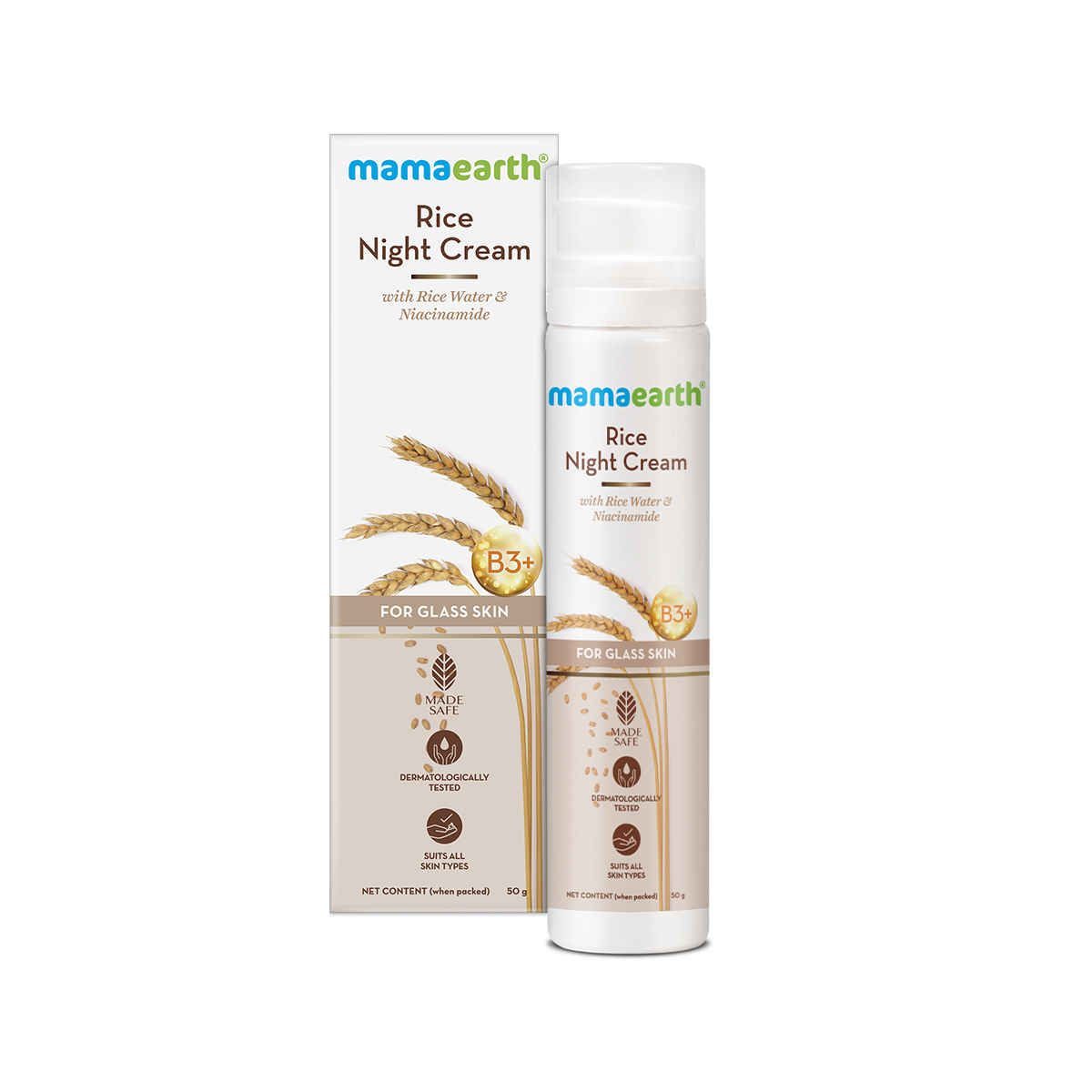 Mamaearth Rice Night Cream, for Clear Skin With Rice Water & Niacinamide for Glass Skin (50 gm)