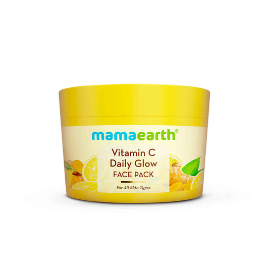 Mamaearth Vitamin C Daily Glow Face Pack with Vitamin C & Turmeric 200 gm | Natural, DIY-like Texture | Instantly Brightens Skin, Adds Glow | Clay Face Mask | Free From Harmful Chemicals | All Skin Type