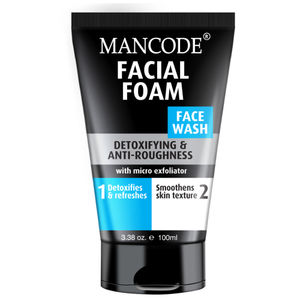 Mancode Facial Foam Face wash for men skin Detoxifying & Anti Roughness with micro exfoliator scrub help to detox and get smoothens skin texture Face Wash for men 100 ml