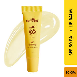 mCaffeine SPF 50 PA++ Lip Balm | Reduces Pigmentation & Even-Tones Lip | 24hrs Moisturization | With Vit E+ Vit C, Peptides & Cocoa Butter - 10g