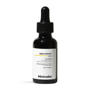 Minimalist Alpha Arbutin Face Serum with Hyaluronic Acid 2% to Remove Pigmentation, Acne Marks & Dark Spots & Evens Skin Tone, 10 ml