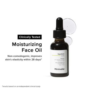Minimalist 100% Squalane Face Oil to Moisturise, Nourish & Reduce Fine Lines (Plant-derived), 30 ml