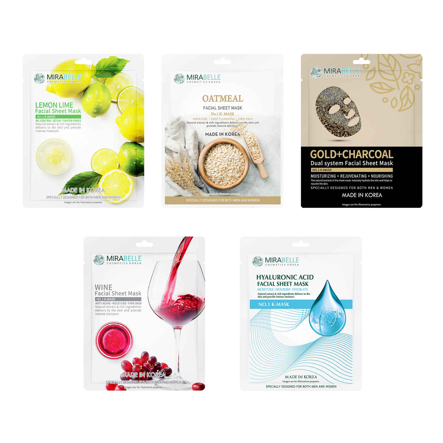 MIRABELLE COSMETICS KOREA Nourish skin Facial Sheet Mask ( Pack of 5 )