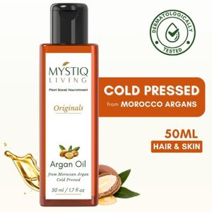 Mystiq Living Argan Oil, Cold Pressed Organic, Pure Moroccan Argan Oil For Hair, Skin, Face Beard - 50 ml