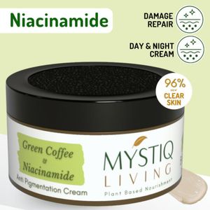 Mystiq Living Anti Pigmentation Cream, Anti Blemishes Cream, Niacinamide And Kojic Acid Night Cream Green Coffee Day & Night Cream (50 gm) Dark Spots Removal Night Cream For Women & Men