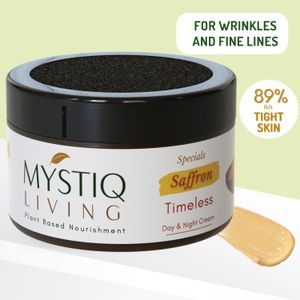 Mystiq Living Anti Ageing Cream (50 GM) Timeless, Saffron Day & Night Cream, Anti Aging Cream, Age Spot Removal, Anti Wrinkle Cream, | Anti Aging Night Cream | Ayurvedic Formulation With Ashwagandha, Collagen Peptide, Vitamin C, For Women & Men