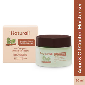 Naturali Acne & Oil Control Gel Moisturiser With Superfoods Willow Bark & Neem Fights Active Acne 50 ml