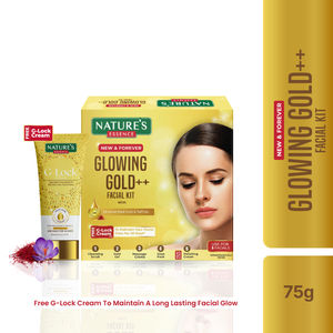 Nature's Essence Glowing Gold Facial Kit, 75 gm+ G-lock cream Free 25 gm