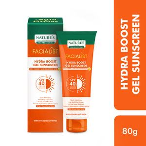 Nature's Essence Professional Hydra Boost Gel Sunscreen SPF 40 PA+++ Infused with Vitamin C & 4D Hyaluronic Acid for Oily & Acne Prone Skin, hydrating UV A, UV B & Blue Light Protection 80 gm