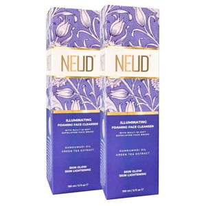 NEUD Illuminating Foaming Face Cleanser With Kumkumadi Oil and Green Tea - 2 Packs (150 ml Each)