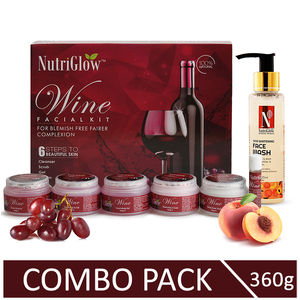 NutriGlow Wine Facial Kit (260 gm) & ADVANCED ORGANICS Skin Whitening Face Wash (100 ml) For Blemish Free Fairer Complexion