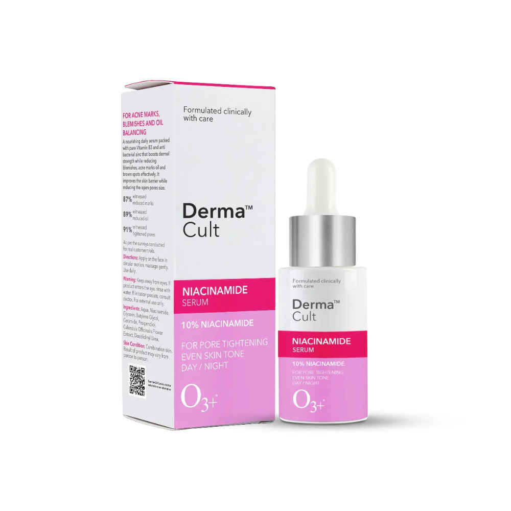 O3+ Derma Cult Niacinamide Serum For Pore Tightening, Even Skin Tone (30 ml)