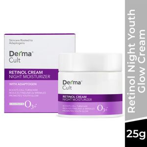 O3+ Derma Cult Retinol Cream Night Moisturizer for Wrinkles Radiance with Adaptogen 25 gm