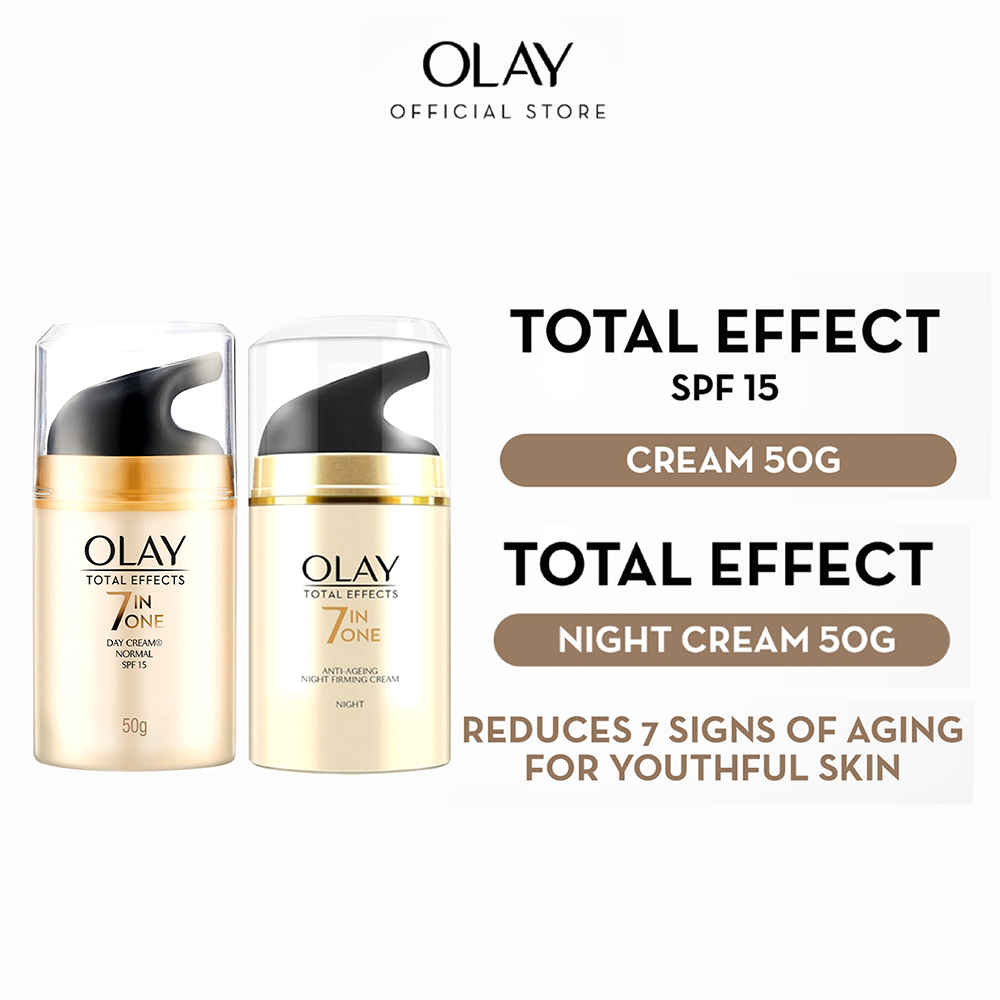 Olay Total Effects Day Cream + Olay Total Effects Night Cream - Slay All Day Pack (50 gm + 50 gm) Pack of 2