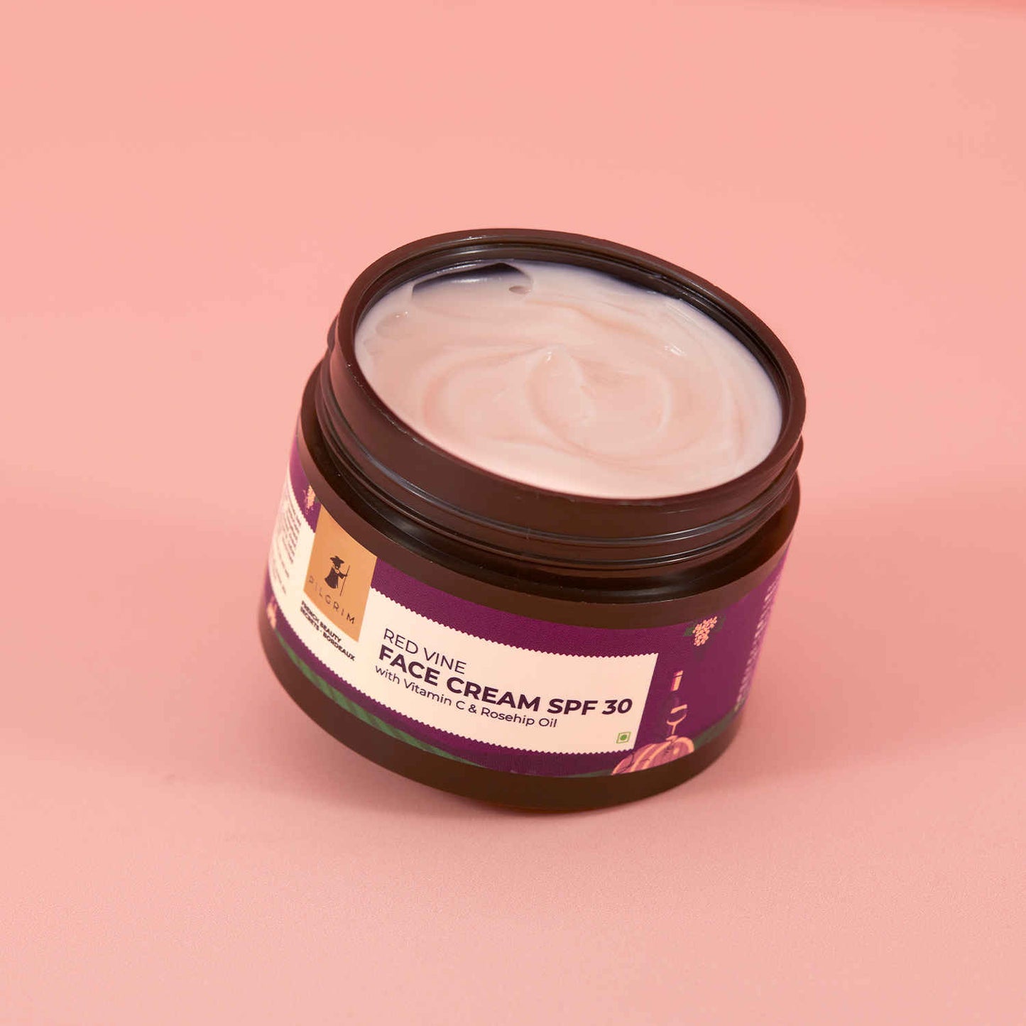Pilgrim Red Vine Face Cream SPF 30 with Vitamin C & Rosehip Oil | Firm & Radiant Skin, Sun Protection PA+++, Daily Use, Men & Women (50 gm)