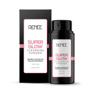 RENEE Super Glow Cleansing Powder, Cleanses & Exfoliates the skin Gently, Helps Control Oil, Reduces Scars & Age Spots, Nourishes & Repairs, Enriched with Acai berry, Mulberry, & Vitamin E, 25 gm