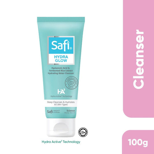 Safi Hydra Glow Ha3 Hyaluronic Acid & Fermented Rice Extract Hydrating Water Cleanser 100g