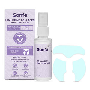 Sanfe High Prime Collagen Melting Film For 5X Hydrating Skin | 99.86% Collagen, Hyaluronic Acid | Face Pack/Mask, Reduces Wrinkles & Gives Instant Plumpness | Korean Skincare Melting Patch with Collagen Booster Mist 50 ml