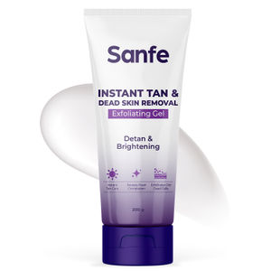 Sanfe Instant Tan & Dead Skin Removal Exfoliating Gel | Visibly Removes Tan | AHA Exfoliation in Minutes | Smooth & Bright Skin | 200 gm