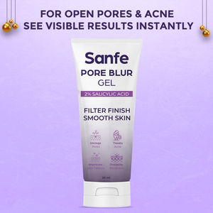 Sanfe Pore Blur Gel | 2% Salicylic Acid and Hyaluronic Acid | Blurs Pores, Wrinkles & Fine Lines, Hydrating and Lightweight l Treats Acne, Prevents Breakouts, 20 gm