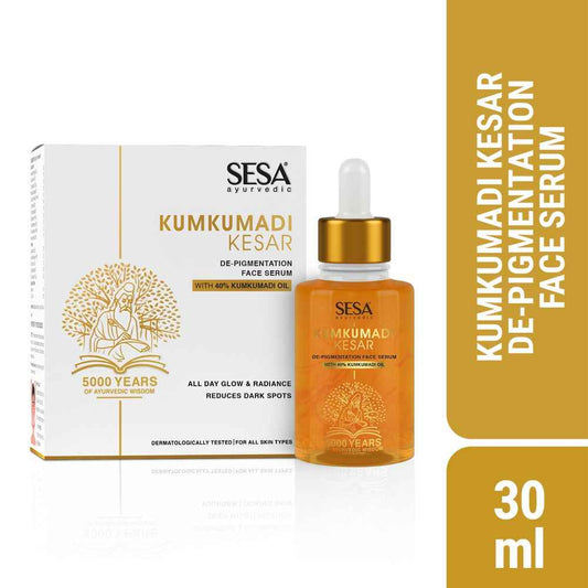 SESA 40% Kumkumadi Oil-Based Kumkumadi Kesar De Pigmentation Face Serum 30 ml I For Glowing Skin, Skin Brightening & Lightening, Anti-Ageing, Reduced Dark spots & Wrinkles