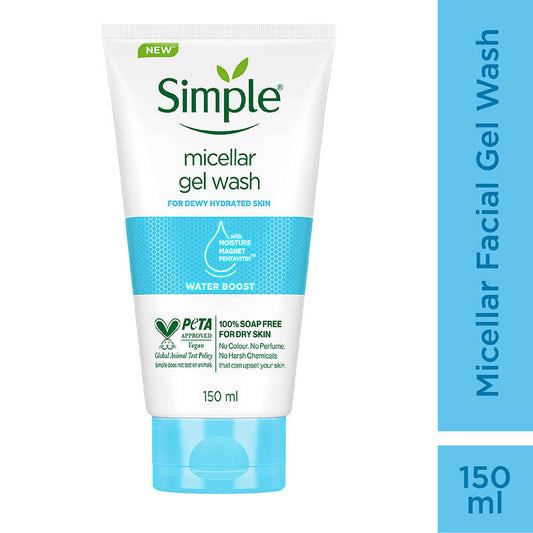 Simple Water Boost Micellar Gel Facial Wash | 100 Hr Hydration | 150 ml