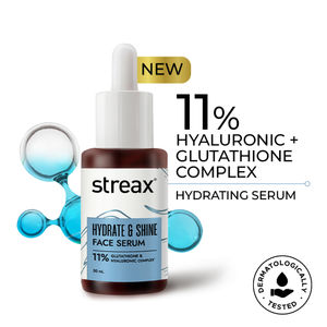 Streax Hydrate & Shine Face Serum with 11% Glutathione &  Hyaluronic  for Glass Skin Finish 30 ml
