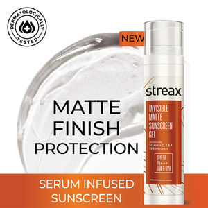 Streax Invisible Matte Gel Sunscreen SPF 50 PA+++|Water Resistance, No white cast & Non-Greasy 50 gm