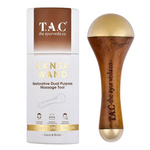 TAC - The Ayurveda Co. The Ayurveda Co. Kansa Wand Dual Purpose Massager Tool for Face & Body Skin Lifing & Relax with Wooden Handle for Women & Men 95gm