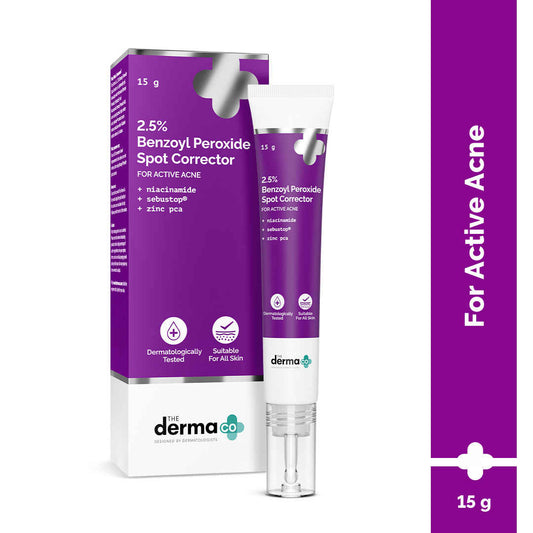 The Derma Co. 2.5% Benzoyl Peroxide Spot Corrector_15 gm Fights breakouts and inflammation | Soothes the skin | Safe and Effective