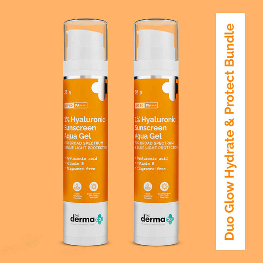 The Derma Co. DuoGlow Hydrate & Protect Bundle: Hyaluronic Sunscreen(50g) Pack of 2