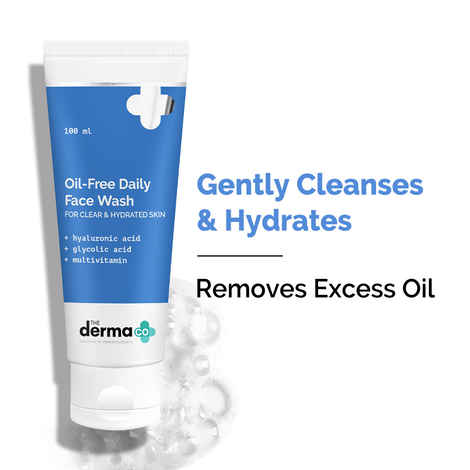The Derma Co. Oil-Free Daily Face Wash With Hyaluronic Acid, Glycolic Acid & Multivitamins for Clear & Hydrated Skin - 100 ml
