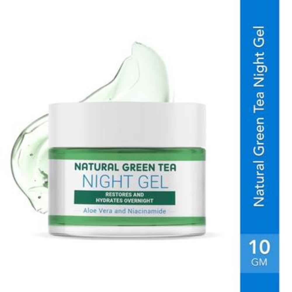 The Moms Co. Natural Green Tea Night Gel l Light Weight l Hydrating l Controls Sebum l Fights Acne l Soothing & Calming 10 gm