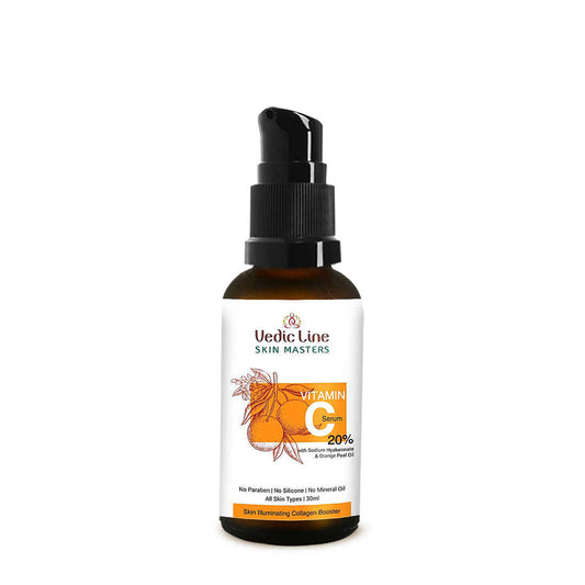 Vedicline Vitamin C Serum 20%, Helps To Reduce Wrinkles, Fine Lines & Dark Spots With Orange Peel Oil To Enhance Skin Brightness, 30 ml