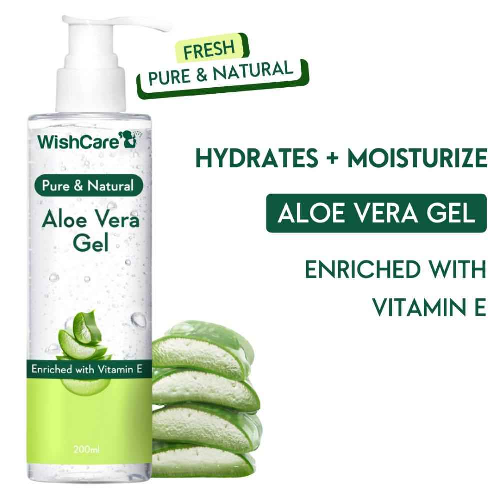 WishCare Pure & Natural Aloe Vera Gel - 200 Ml - Enriched With Vitamin E - Multipurpose Gel for Skin and Hair