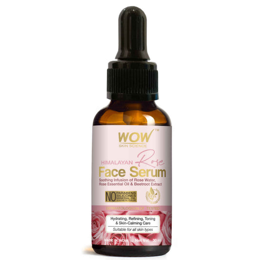 WOW Skin Science Himalayan Rose Face Serum - with Rose Water, Rose Essential Oil & beetroot Extract - for Hydrating & Toning Skin - No Mineral Oil, Parabens, Silicones & Synthetic Color - 30 ml